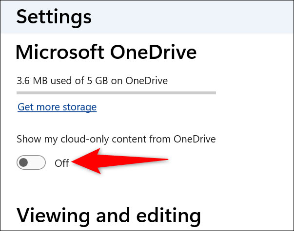 Turn off “Show My Cloud-Only Content From OneDrive” 