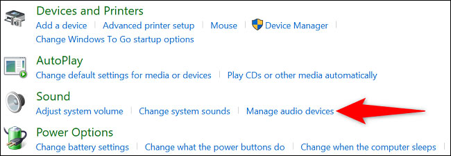 Click “Manage Audio Devices”