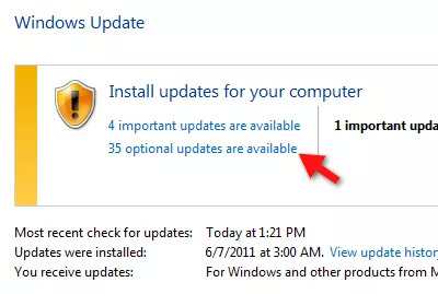 Windows Update optional Updates