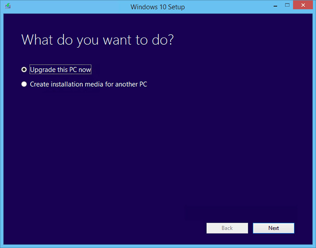 The first option to upgrade to Windows 10