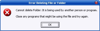 Error message when you delete files