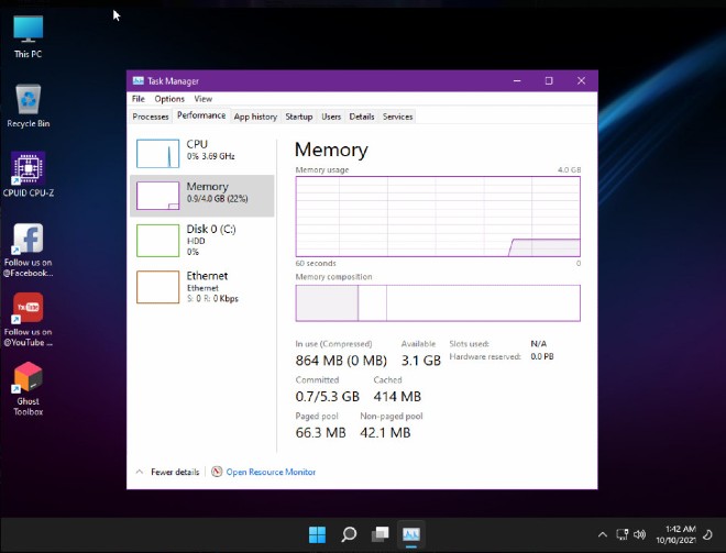 Windows 11 SuperLite consumes very little RAM