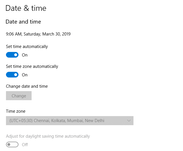 Correct the date and time on the computer