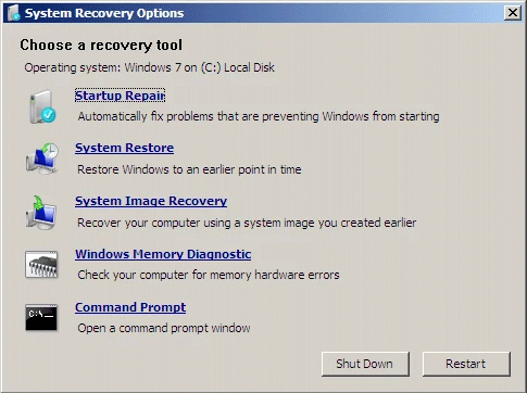 Use Startup Repair on Windows 7