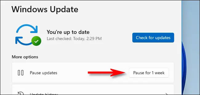 Click on “Pause for 1 Week” button