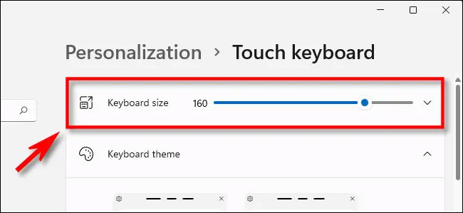 Slider “Keyboard Size”