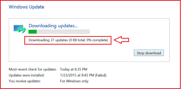 Windows Update Stuck at 0%