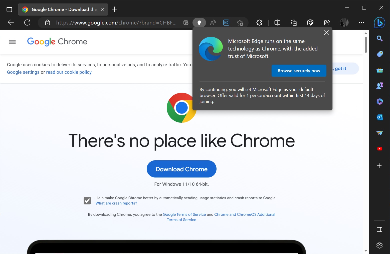 Microsoft Edge ad Chrome