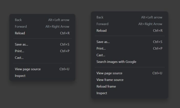 Chrome new context menu